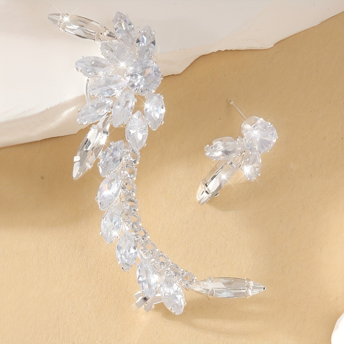 2pcs Glass Crystal Zirconia Earrings, Elf Princess Theme